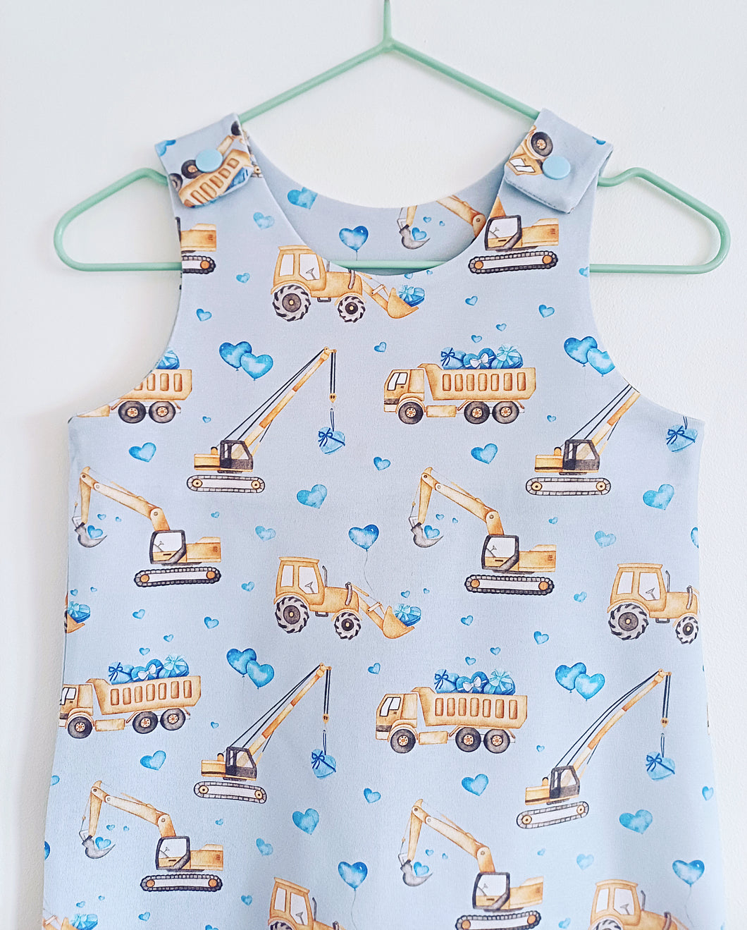 Valentine's Construction Romper Ready To Ship 9-12M